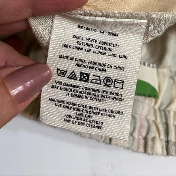 ANTHROPOLOGIE Beachy Linen Short Striped Pull on Drawstring women size Small - Picture 11 of 16